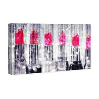 A Runway Avenue divat és a glam fali művészet vászon nyomatok 'Ezüst rúzsgyűjtemény -kollekció - smink - szürke, rózsaszín