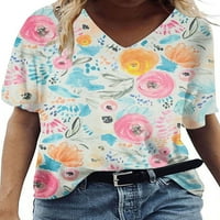 Rejlun Női póló Rövid ujjú nyári felsők Virágmintás póló Laza tunika blúz Bohém munka Pulóver stílus G XL