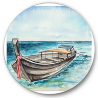Kis hajó a tó partján festmény művészeti nyomatok