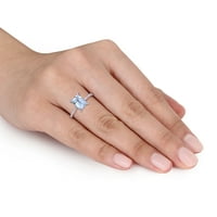 Miabella női karátos T.G.W. Sky-Blue Topaz Carat T.W. Gyémánt 10KT fehér arany nyolcszög gyűrű