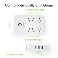 P2-WHTW: Gosund 6-Outlet 3-USB port Power Strip, USB Power Strip, 120V intelligens Power Strip működik Alexa és a Google