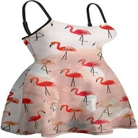 Piros Flamingók Női Mini Ruha Ujjatlan Parittya Strand Hinta Sundress Nyomtatás