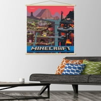Minecraft-kocka fali poszter fa mágneses kerettel, 22.375 34