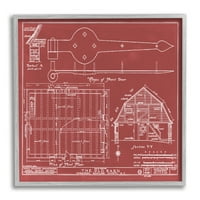 Stupell Industries Részletes Diagram Blueprint Old Barn alapterv 17, tervezés: Annie Warren