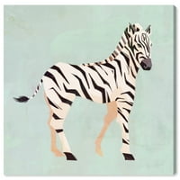Wynwood Studio 'Zebra Trot' állatok fal art vászon nyomtatás - zöld, fehér, 20 20