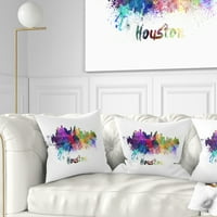 Designart Houston Skyline - CityScape Drow Pillow - 16x16