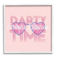 A Stupell Industries Cheers Party Time Pink kifejezés grafikus fehér keretes művészeti nyomtatási fal művészet, design