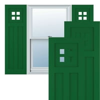 Ekena Millwork 18 W 26 H True Fit PVC San Antonio misszió stílusú rögzített redőnyök, Viridian Green