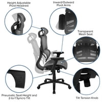 Flash bútorok ergonomikus hálós irodai szék 2-to-Synchro-Tilt, állítható fejtámla, deréktámasz, és állítható Pivot