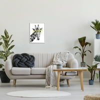 Stupell Industries Vicces Zsiráf Sárga Szemüveg Állatok & Rovarok Festés Fehér Keretes Művészet Nyomtatás Wall Art