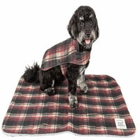 Touchdog GmbH 2-In-Tartan Kockás Kutyakabát Megfelelő Reverzibilis Kutyaszőnyeggel