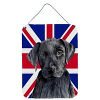 Carolines kincsek SC9821DS Labrador angol Union Jack brit zászló fal vagy ajtó lóg nyomatok, 12x16