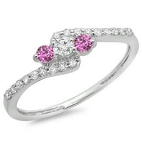 Dazzlingrock gyűjtemény 14k rózsaszín zafír & fehér gyémánt örvény eljegyzési kő menyasszonyi gyűrű, fehér arany, Méret