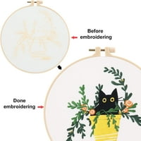 Macska hímzés bélyegzett készlet felnőtteknek Kezdő, DIY hímzés kezdőkészlet kézzel varrott kézműves öltés indító