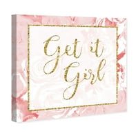 A Wynwood Studio tipográfia és idézetek fali művészet vászon nyomatok 'Get It Girl Floral' felhatalmazott nők idézetek