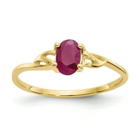 Primal Gold Karat sárga arany polírozott geniune rubin születési gyűrű