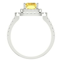2. ct ragyogó smaragd vágott szimulált sárga gyémánt 14K fehér arany Halo pasziánsz díszítéssel gyűrű mérete 8.75