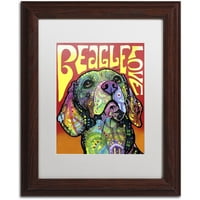 Védjegy Szépművészet 'Beagle Love' vászon művészete, Dean Russo, fehér matt, fa keret