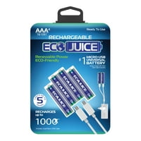 Tzumi EcoJuice újratölthető AAA Micro-USB univerzális akkumulátor, csomag