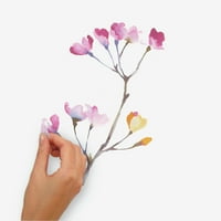 Szobatársak rózsaszín pasztell Virágok ág Óriás fali matricák 3D díszítéssel