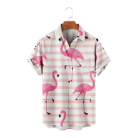 Flamingó divat minta Hawaii ing Divat Férfi Rövid ujjú Streetwear fiúk lányok nyomtatott Patchwork nyári elegáns inget