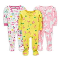 Carter gyermeke gyermekem kisgyermek lányok 1 darabos, fitt pamut lábú alvó pizsamák, 3pk