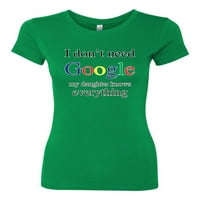 Nem kell Google lányom mindent tud Női Slim Fit Junior Tee, Kelly, X-nagy