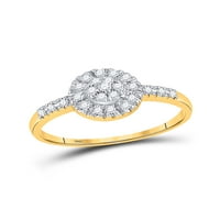 10kt sárga arany női kerek gyémánt klaszter gyűrű Cttw