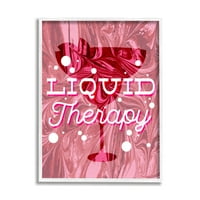 Stupell Industries Liquid Therapy Bold Rózsaszín Koktél Étel És Ital Festés Fehér Keretes Művészet Nyomtatás Wall Art