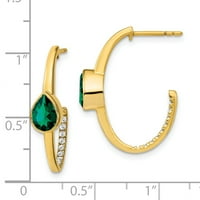 Primal arany karátos sárga arany létre smaragd és gyémánt fülbevaló