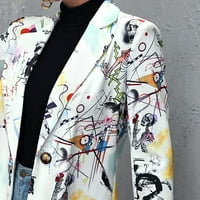 Női árok kabátok Női Alkalmi Graffiti nyomtatás egyetlen gomb kis kardigán Wthout Pocket Coat