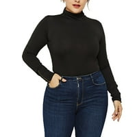 Molett női Garbó Body Stretch szűk felső Hosszú ujjú vékony póló fekete 3XL