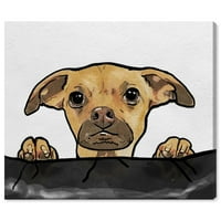 Runway Avenue állatok fali művészet vászon nyomatok „Kutya kanapé mögött” Kutyák és kölyökkutyák - barna, fekete