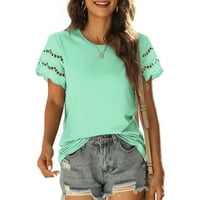 Fsqjgq Női ingek alkalmi póló női Csipke Rövid ujjú póló nyári felső laza alkalmi póló egyszínű divat laza felső ing
