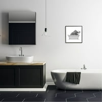 Stupell Industries Elefánt pihenő szüreti fürdőszoba kád grafikája fekete keretes művészet nyomtatott fali művészet,