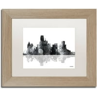 Védjegy Szépművészet Dallas Texas Skyline Bg-1 Canvas Art készítette: Marlene Watson, White Matte, Birch Frame