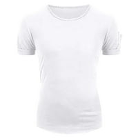 Hinvhai Clearance csökkentett férfi Cipzár nyári egyszínű Slim Fit V-nyakú Rövid ujjú felső póló fehér 4