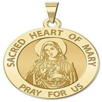Mária Szent Szíve vallási érem-nikkel méretű-szilárd 14K fehér arany