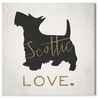 Wynwood Studio Animals Wall Art vászon Scottie kutyák és kölyökkutyák - fekete, arany