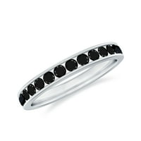 Fekete Ony Half Eternity gyűrű nőknek - 1. CT-AAA minőségű, 14k fehér arany, US 11.00