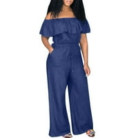 BallsFHK egy váll Ujjatlan Jumpsuit női divat farmer lábak nadrág Romper elegáns magas derék Jumpsuit jumpsuits a nők