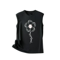 Edzés Tartály felsők Női nyomtatott fekete tartályok nyári alkalmi Ujjatlan kényelmes felső pólók pólók Dailywear