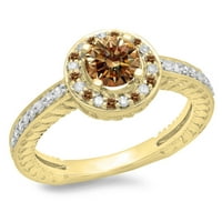 Dazzlingrock Gyűjtemény 1. Karátos 14k pezsgő & fehér gyémánt menyasszonyi Halo eljegyzési gyűrű CT, sárga arany, Méret