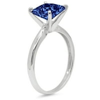 0.5 ct hercegnő vágott kék szimulált tanzanite 18K fehér arany évforduló eljegyzési gyűrű mérete 7.75