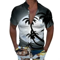 Sima pamut pólók Férfi alkalmi rövid ujjú Tavaszi Nyári Turndown nyak 3D nyomtatott ingek divat felső blúz ingek