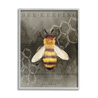 Stupell Industries Bee-Keeping Vintage New York illusztráció mézes fésű mintázat
