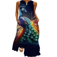 Lumento női Maxi ruhák Pocket Summer Beach Sundress virágmintás hosszú ruha női Laza Kaftan V nyak Koi 2XL
