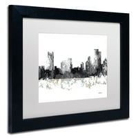 Védjegy Képzőművészet Pittsburgh PA Skyline BG-1 Canvas Art készítette: Marlene Watson, White Matte, Fekete Frame