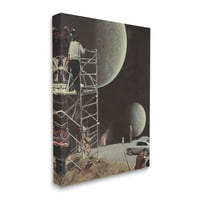 Stupell Industries Két hold szüreti filmkészlet Galaxy Graphic Galéria Csomagolt vászon nyomtatott fali művészet, Matheus