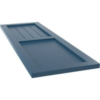 Ekena Millwork 12 W 42 H True Fit PVC parasztház lapos panel kombinált rögzített redőnyök, Lépéskék